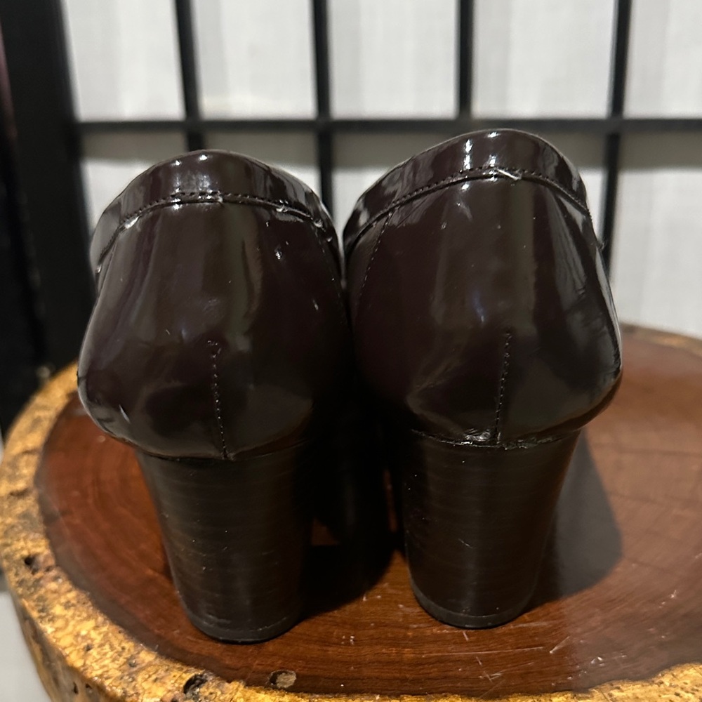 Ralph Lauren Vintage Chocolate Leather Heeled Loafers Size 7.5 - Picture 4 of 11
